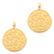 Breloques en métal DQ imprimé léopard 12mm Doré (sans nickel)