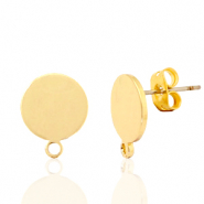 Appr&ecirc;ts en m&eacute;tal DQ puce d'oreille rond 10mm avec anneau Dor&eacute; (sans nickel)