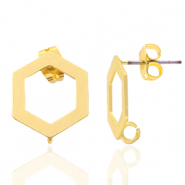 Appr&ecirc;ts en m&eacute;tal DQ puce d'oreille pentagone avec anneau Dor&eacute; (sans nickel)