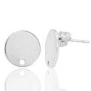Appr&ecirc;ts en m&eacute;tal DQ puce d'oreille rond 12mm Argent&eacute; antique (sans nickel)