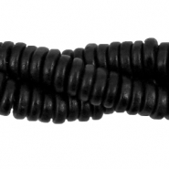 Perles en c&eacute;ramique DQ grecque 6mm disque Noir