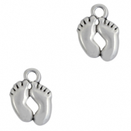 Breloques en m&eacute;tal DQ pieds Argent&eacute; antique (sans nickel)