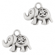 Breloques en métal DQ éléphant & Ohm Argenté antique (sans nickel)