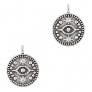 Breloques en métal DQ oeil 15mm Argenté antique (sans nickel)