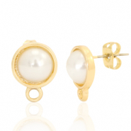 Appr&ecirc;ts en m&eacute;tal DQ puce perle rond 10mm avec anneau Dor&eacute; (sans nickel)