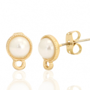 Appr&ecirc;ts en m&eacute;tal DQ puce perle rond 7mm avec anneau Dor&eacute; (sans nickel)