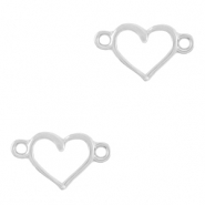 Breloques en m&eacute;tal DQ connecteur coeur Argent&eacute; antique (sans nickel)