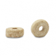Perles en c&eacute;ramique DQ grecque 6mm disque Beige sable