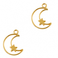 Breloques en m&eacute;tal DQ lune et &eacute;toile Dor&eacute; (sans nickel)