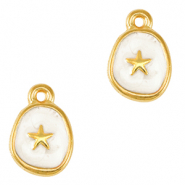 Breloques en m&eacute;tal DQ &eacute;toile de mer Dor&eacute;-blanc nacr&eacute; (sans nickel)