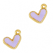 Breloques en m&eacute;tal DQ coeur Dor&eacute;-violet lavande (sans nickel)
