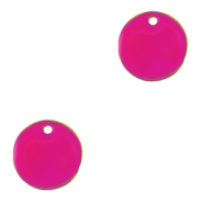 Breloques en m&eacute;tal DQ 10mm Dor&eacute;-rose fuchsia n&eacute;on (sans nickel)