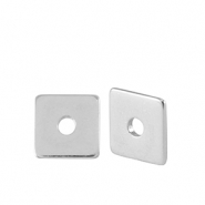 Perlen en m&eacute;tal DQ disque carr&eacute; 6mm Argent&eacute; antique (sans nickel)