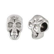 Perles en m&eacute;tal DQ t&ecirc;te de mort Argent&eacute; antique (sans nickel)