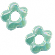 Perles en c&eacute;ramique DQ grecque fleur Turquoise
