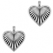 Breloques en m&eacute;tal DQ coeur Argent&eacute; antique (sans nickel)