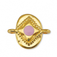 Breloques en m&eacute;tal DQ connecteur ovale Rose clair-Dor&eacute; (sans nickel)