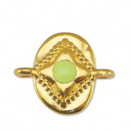 Breloques en m&eacute;tal DQ connecteur ovale Jaune citron-Dor&eacute; (sans nickel)