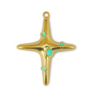 Breloques en m&eacute;tal DQ croix Veraman Bleu-Dor&eacute; (sans nickel)