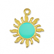 Breloques en m&eacute;tal DQ soleil Veraman Bleu-Dor&eacute; (sans nickel)