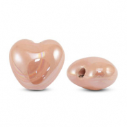 Perles en c&eacute;ramique DQ grecque coeur P&ecirc;che