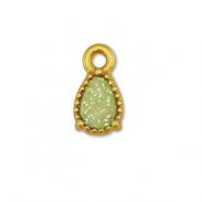 Breloques en m&eacute;tal DQ goutte Dor&eacute;-paillet&eacute; vert clair (sans nickel)