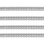 Appr&ecirc;ts en acier Inox cha&icirc;ne maille jaseron gourmette plat Argent&eacute;