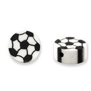 Perles en polym&egrave;re football Noir-blanc