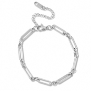 Bracelets en acier Inox cha&icirc;ne maille Argent&eacute;