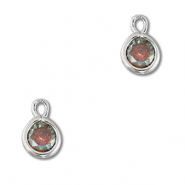 Pendentifs en verre Crystal glass rond Multicolore-argent&eacute;