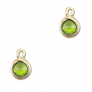Pendentifs en verre Crystal glass rond Vert-dor&eacute;