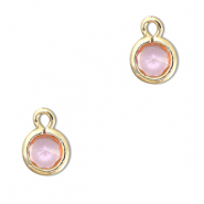 Pendentifs en verre Crystal glass rond Rose clair-dor&eacute;