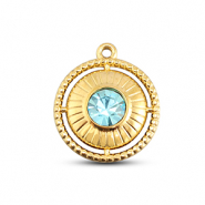BY31&reg; Breloques en acier Inox rond avec bague Dor&eacute;-aqua