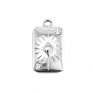BY31&reg; Breloques en acier Inox carte de carreau Argent&eacute;