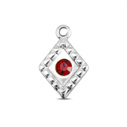 BY31&reg; Breloques en acier Inox losange Argent&eacute;-rouge rubis