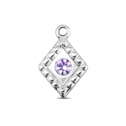 BY31&reg; Breloques en acier Inox losange Argent&eacute;-lilas clair
