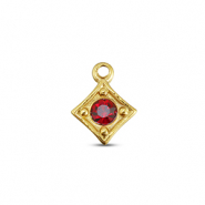 BY31&reg; Breloques en acier Inox losange Dor&eacute;-rouge rubis