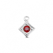 BY31&reg; Breloques en acier Inox losange Argent&eacute;-rouge rubis