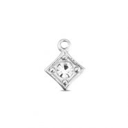 BY31&reg; Breloques en acier Inox losange Argent&eacute;-cristal