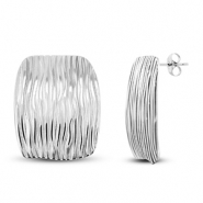Boucles d'oreilles / puces d&rsquo;oreilles en acier Inox rectangle Argent&eacute;