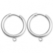Boucles d'oreilles en acier inox cr&eacute;oles avec anneau 21mm Argent&eacute;