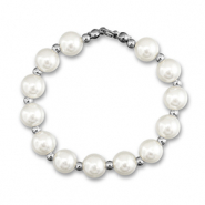 Pendentifs accroche-regard collier de perles Blanc-argent&eacute;
