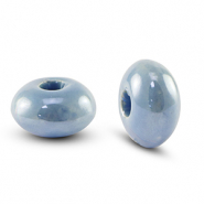 Perles en c&eacute;ramique DQ grecque rondelle Bleu vif