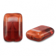 Perles tch&egrave;ques TCB rectangle 12x8mm Transparent rouge-rose vintage