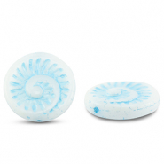Perles tch&egrave;ques fossil shell 18mm Blanc-bleu clair