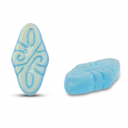 Perles tch&egrave;ques arabesque 19x9mm Bleu clair-mat&eacute;