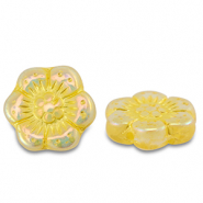 Perles tch&egrave;ques boho flower 14mm Transparent jaune-AB coating