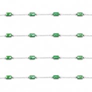 Appr&ecirc;ts en acier inox cha&icirc;ne maille jaseron ovale Argent&eacute;-vert