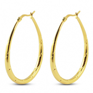 Boucles d'oreilles / cr&eacute;oles en acier Inox ovale Dor&eacute;