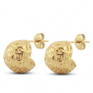Boucles d'oreilles / puces en acier Inox rond Dor&eacute;